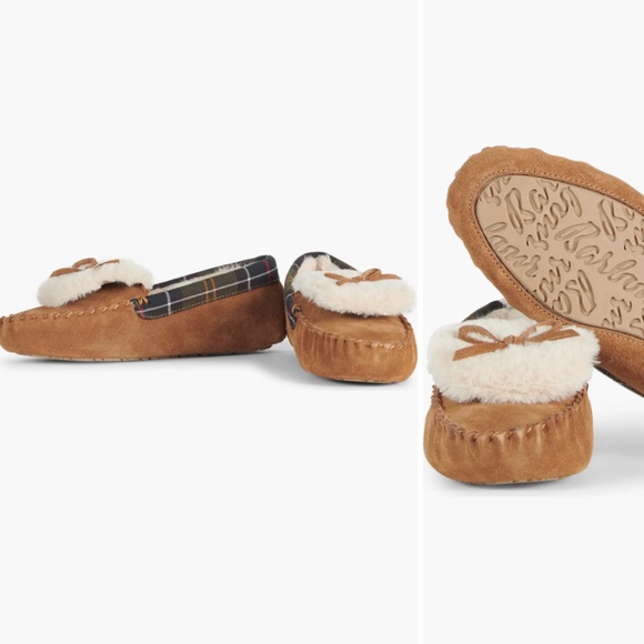 BARBOUR Darcie Faux Shearling Moccasin in Tan Suede - Size 8 - Picture 10 of 10